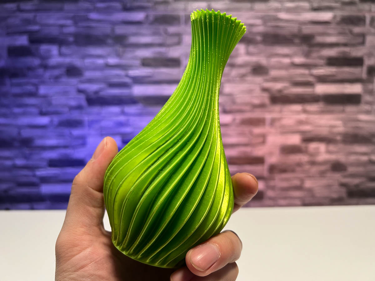 3D Printed Green Spiral Vase