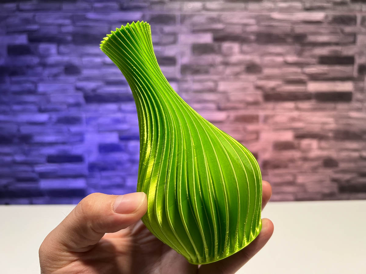 3D Printed Green Spiral Vase