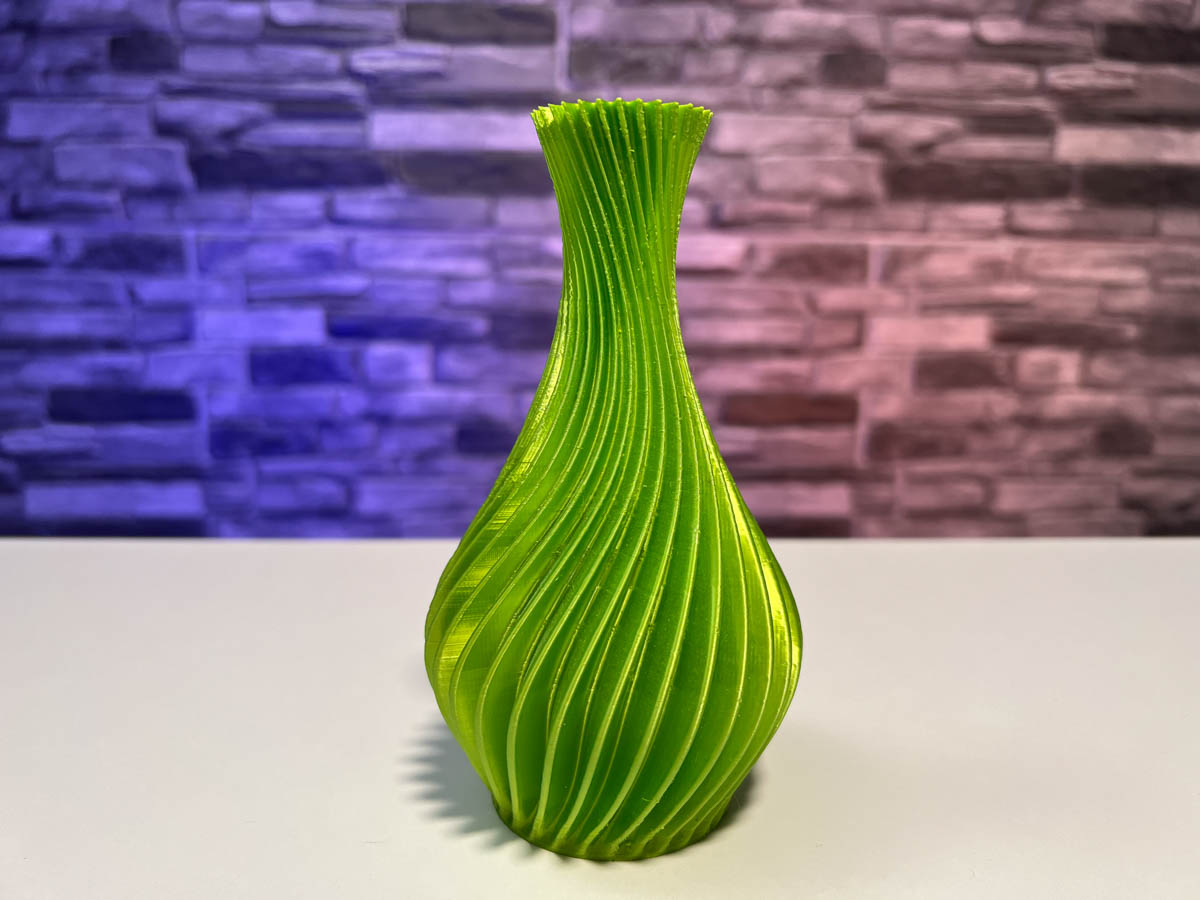 3D Printed Green Spiral Vase