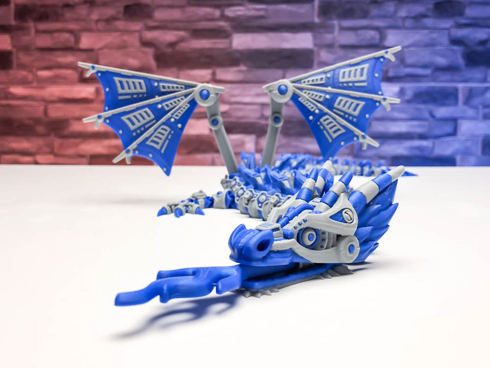 3D Printed Dragon with Wings Articulated