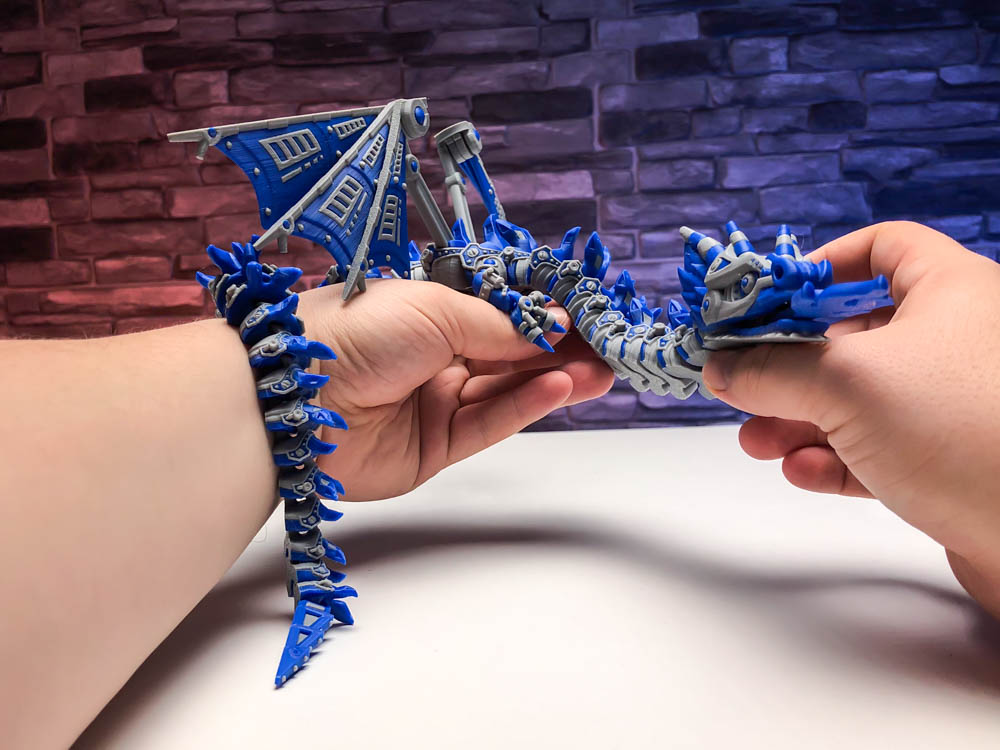 3D Printed Dragon with Wings Articulated STL for download