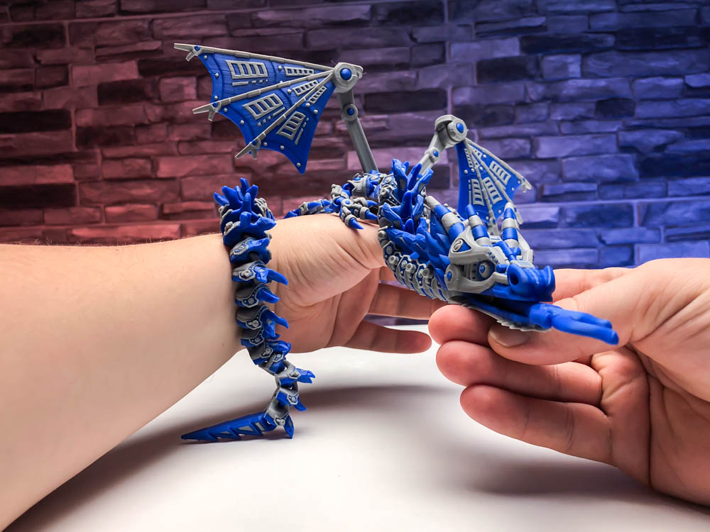 3D Printed Dragon with Wings Articulated STL for download