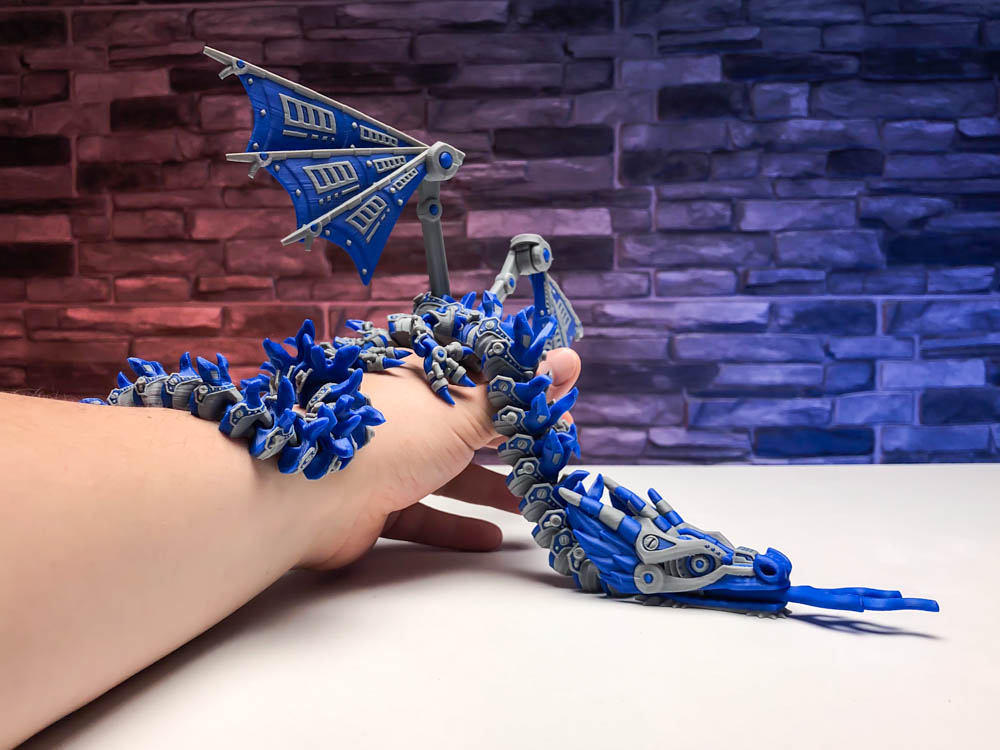 3D Printed Dragon with Wings Articulated