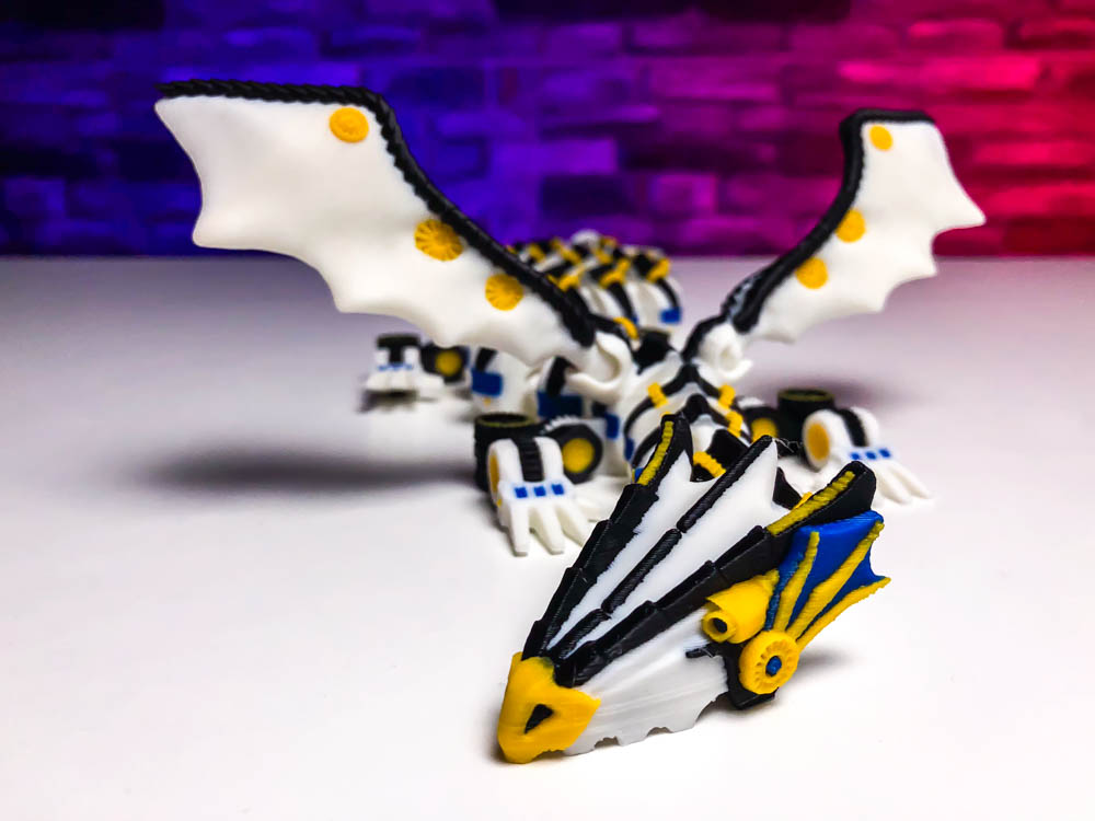 Articulated Mecha Dragon with wings STL for download