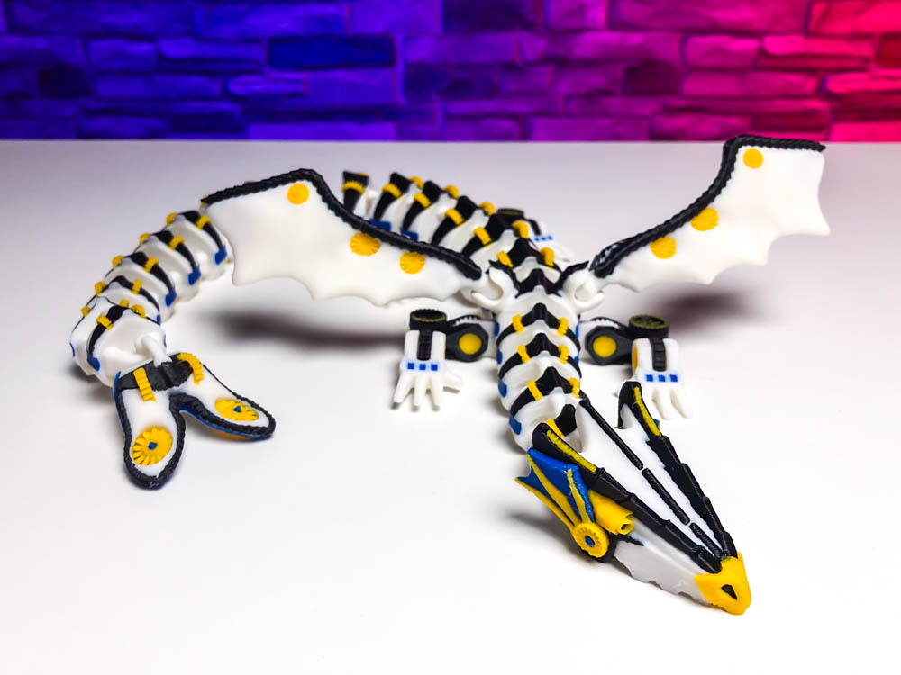 Articulated Mecha Dragon with wings STL for download
