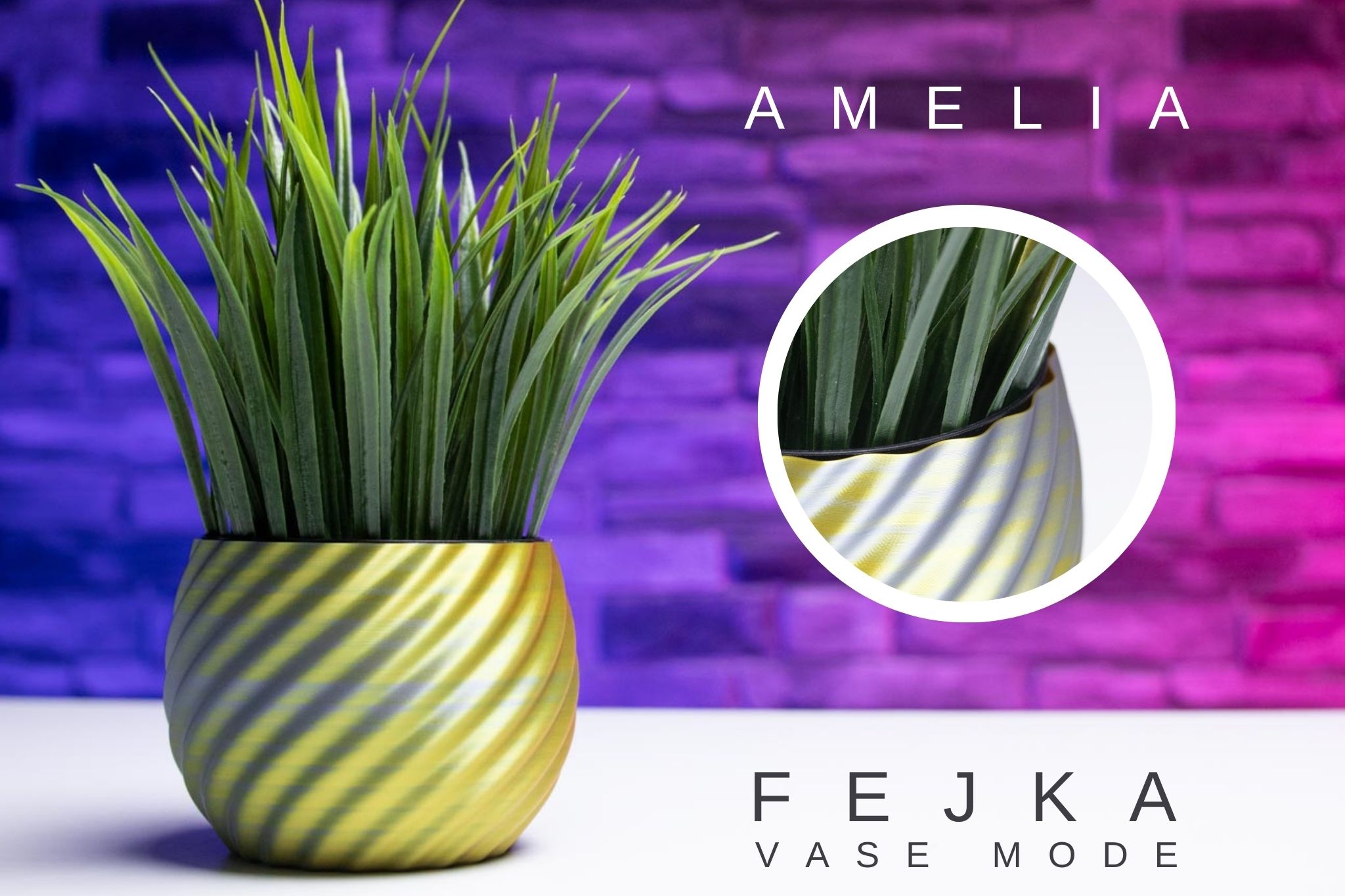 3D Printed Planter and Pot for Ikea Fejka - Vase AMELIA