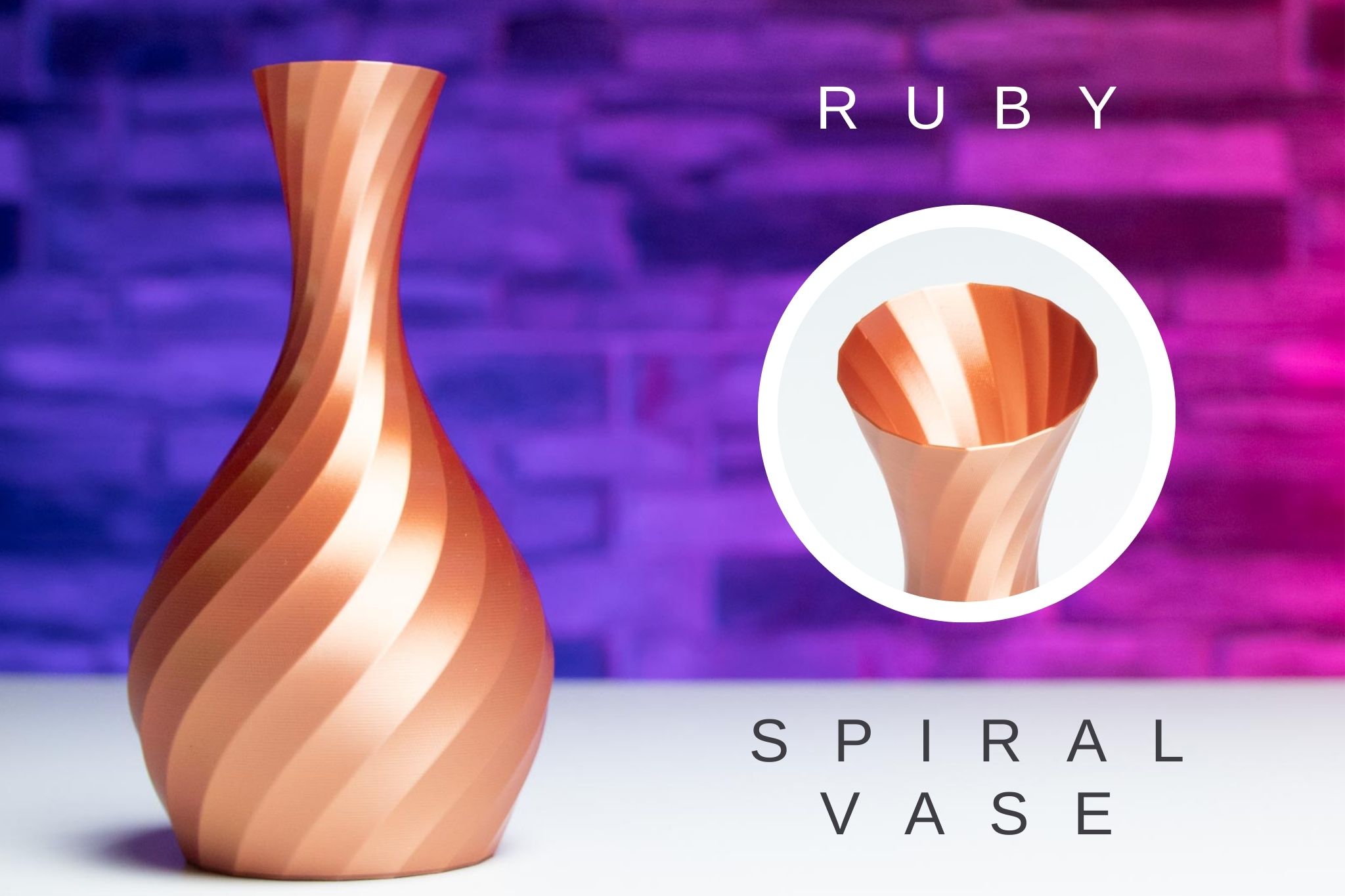 3D Printed Spiral Vase RUBY