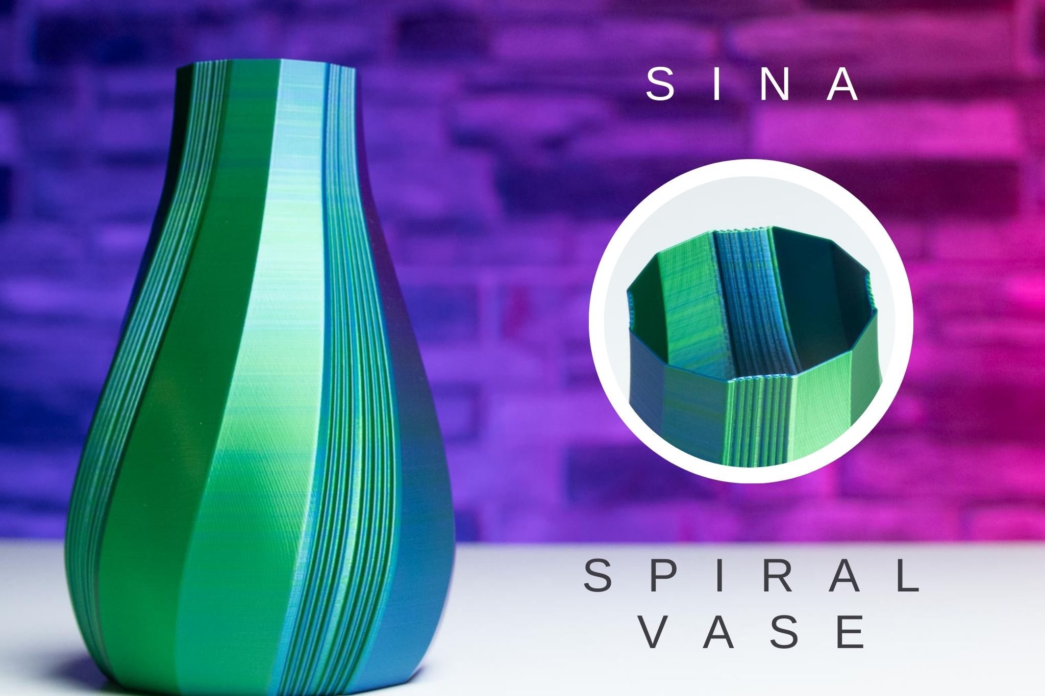 3D Printed Spiral Vase SINA