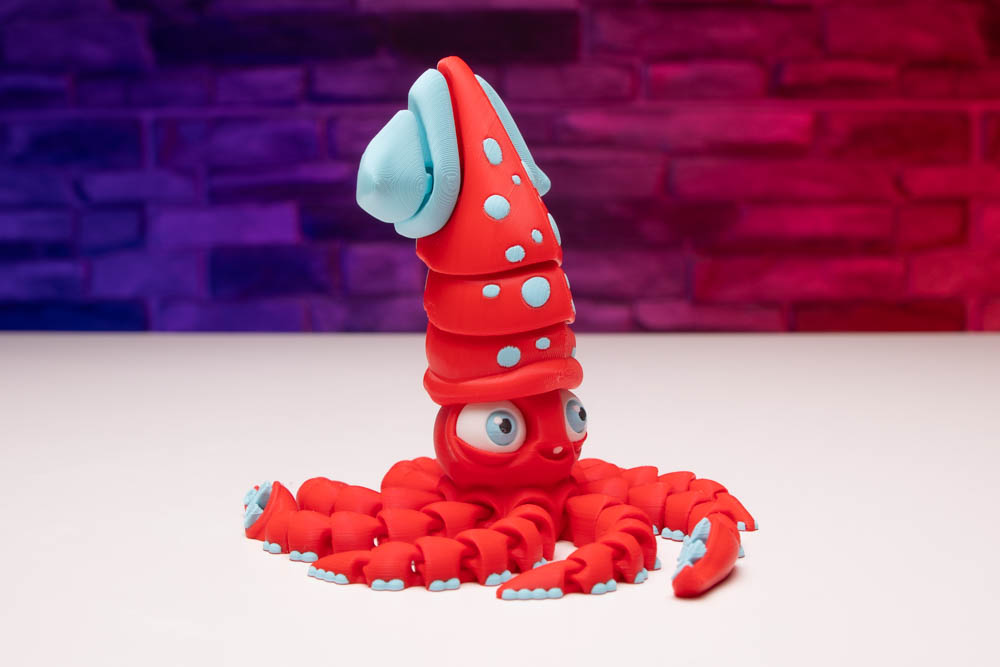 3D Print Multicolor Articulated Cute Squid STL for download