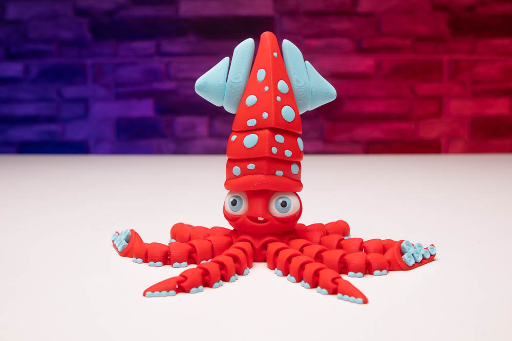 3D Print Multicolor Articulated Cute Squid