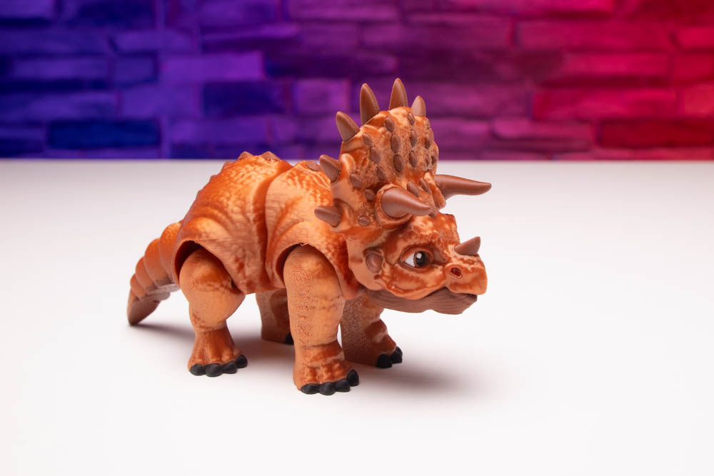 3D Print Multicolor Articulated Orange Triceratops Dinosaur STL for download