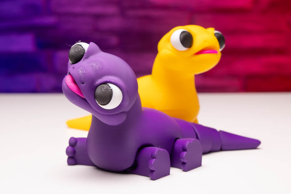 3D Print Articulated Cute Purple Dino STL for download