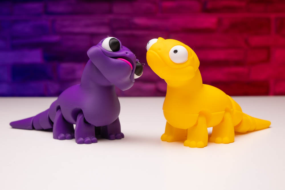 3D Print Articulated Cute Purple Dino STL for download