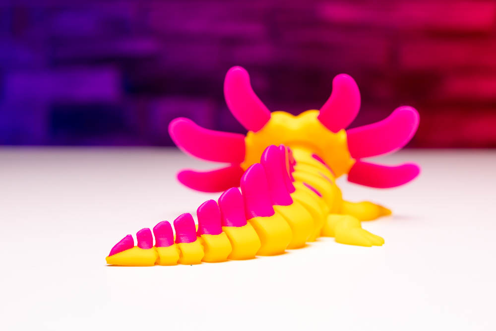 3D Print Articulated Axolotl Banana Split STL for download