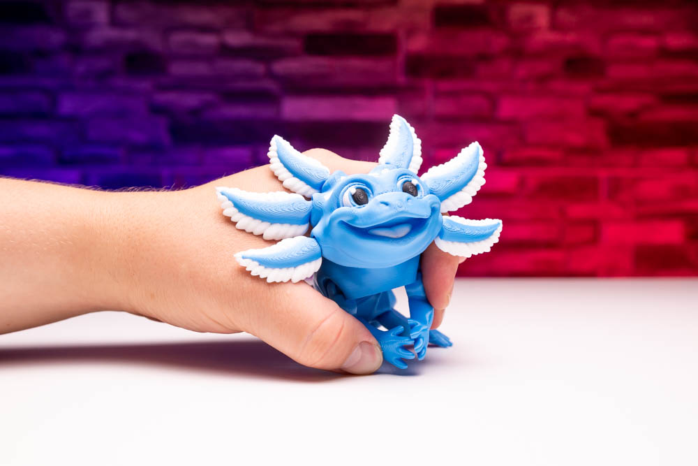 3D Print Articulated Axolotl Sky Blue STL for download