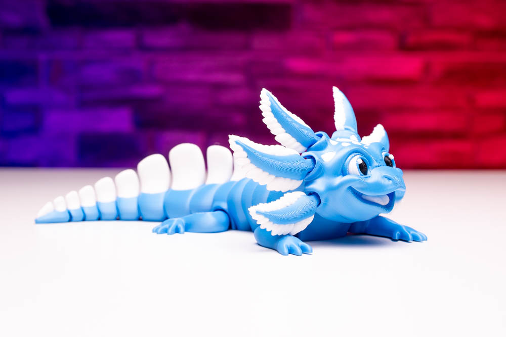 3D Print Articulated Axolotl Sky Blue STL for download