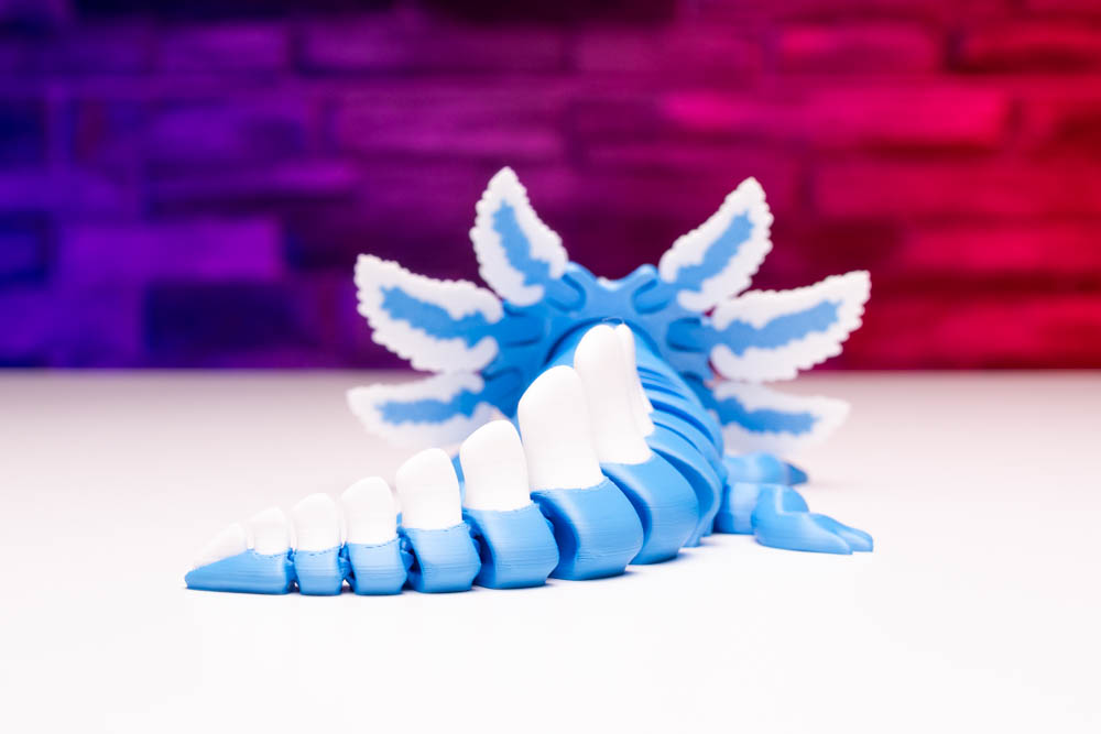 3D Print Articulated Axolotl Sky Blue STL for download