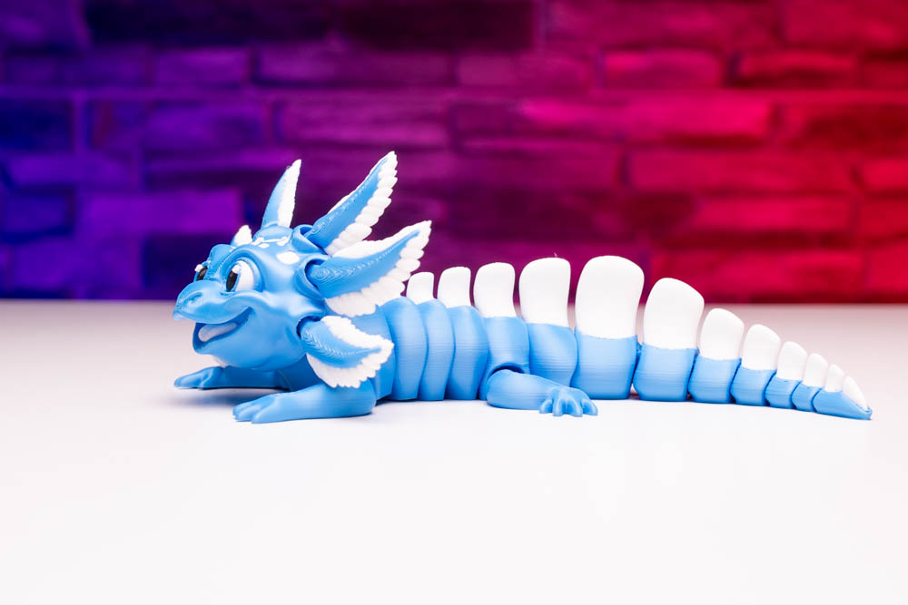 3D Print Articulated Axolotl Sky Blue