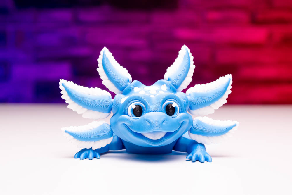 3D Print Articulated Axolotl Sky Blue