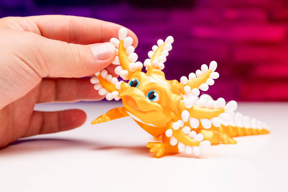 3D Print Articulated Axolotl Fancy Gold STL for download