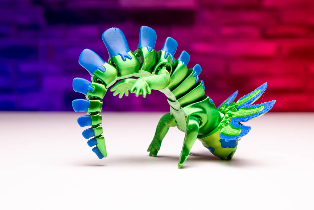 3D Print Articulated Axolotl Blue & Green STL for download