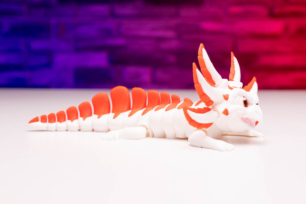 3D Print Articulated Axolotl Crimson Sparkle STL for download