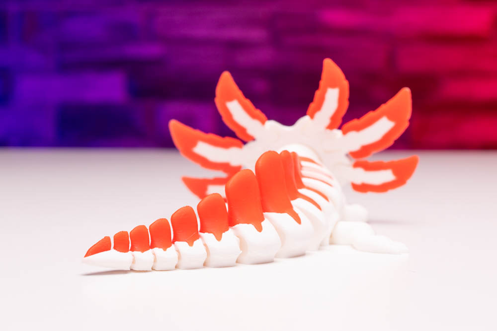 3D Print Articulated Axolotl Crimson Sparkle STL for download