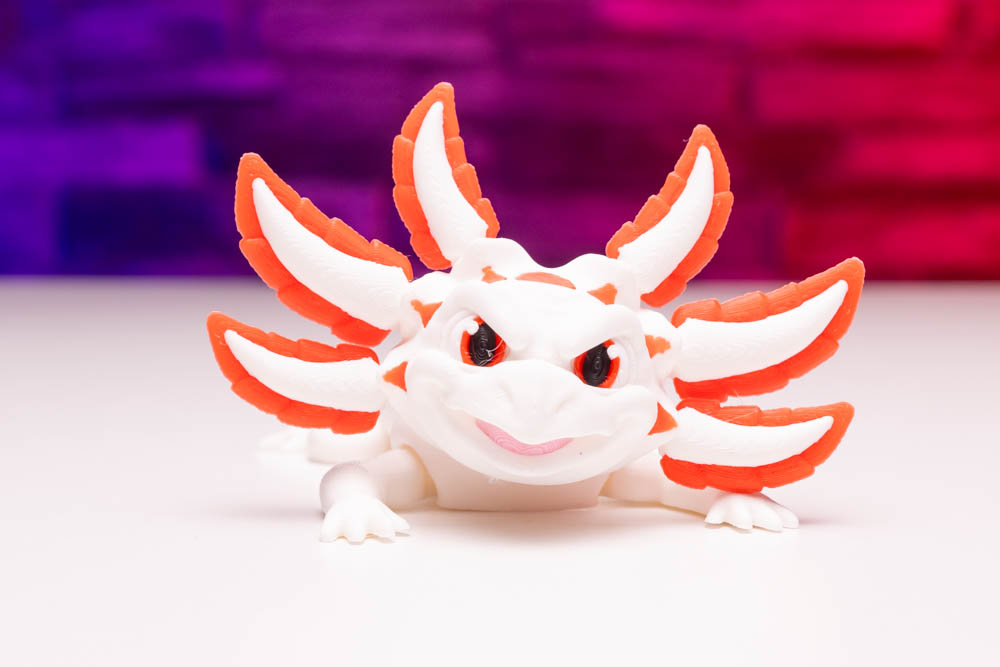 3D Print Articulated Axolotl Crimson Sparkle STL for download