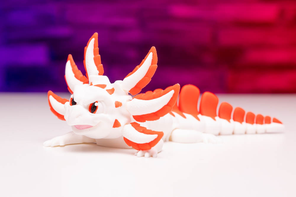 3D Print Articulated Axolotl Crimson Sparkle STL for download