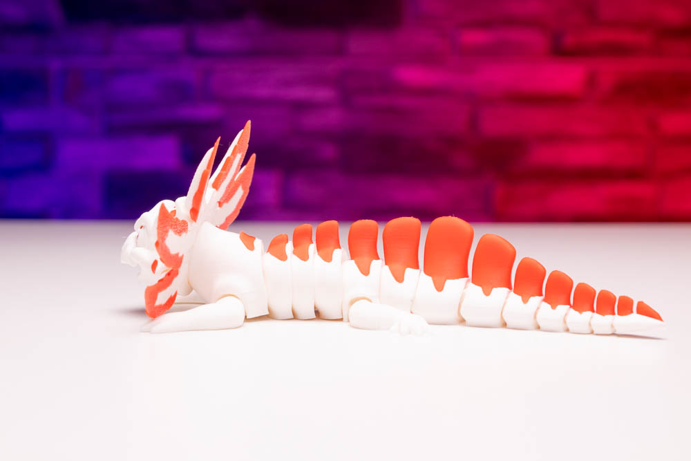 3D Print Articulated Axolotl Crimson Sparkle STL for download