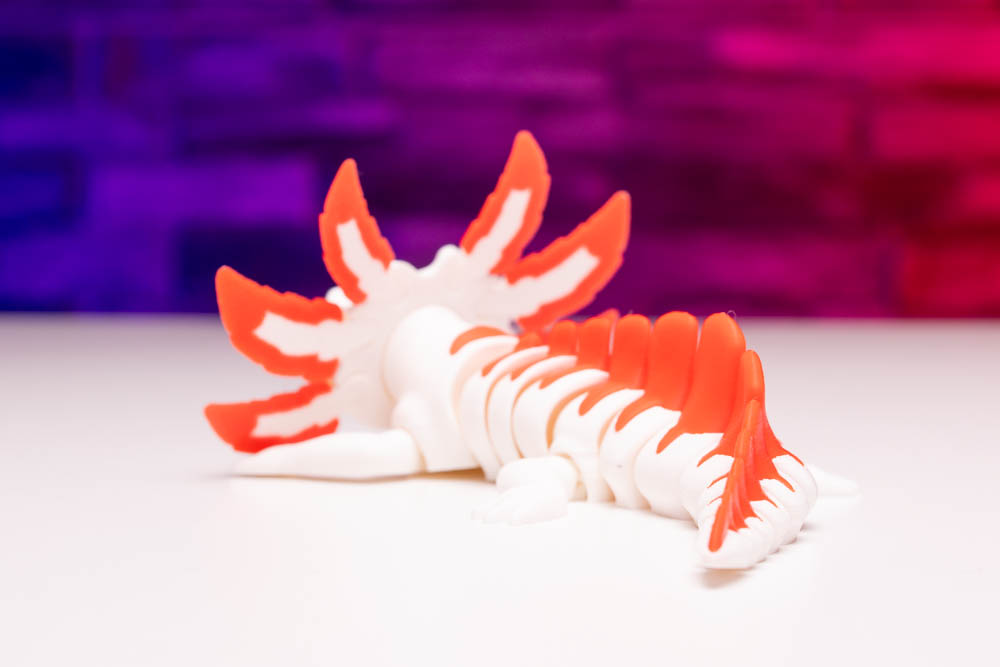 3D Print Articulated Axolotl Crimson Sparkle