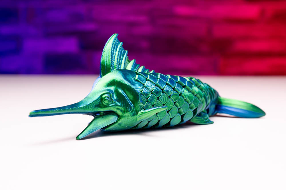 3D Print Articulated Fish Marlin with Scales STL for download