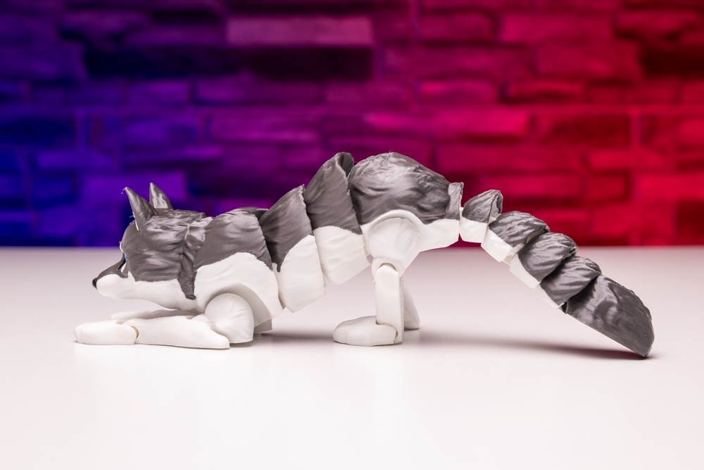 3D Print Articulated Multicolor Gray Wolf STL for download