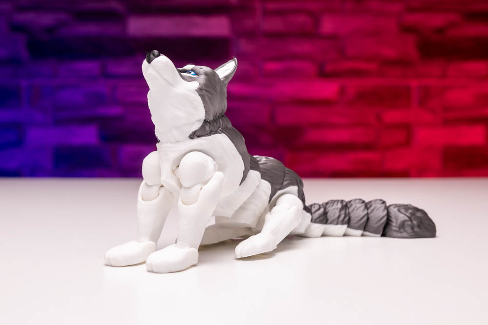 3D Print Articulated Multicolor Gray Wolf STL for download