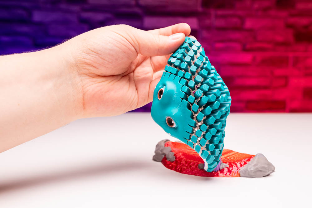 3D Print Articulated Multicolor Ray Fish with Coral Pedestal STL for download