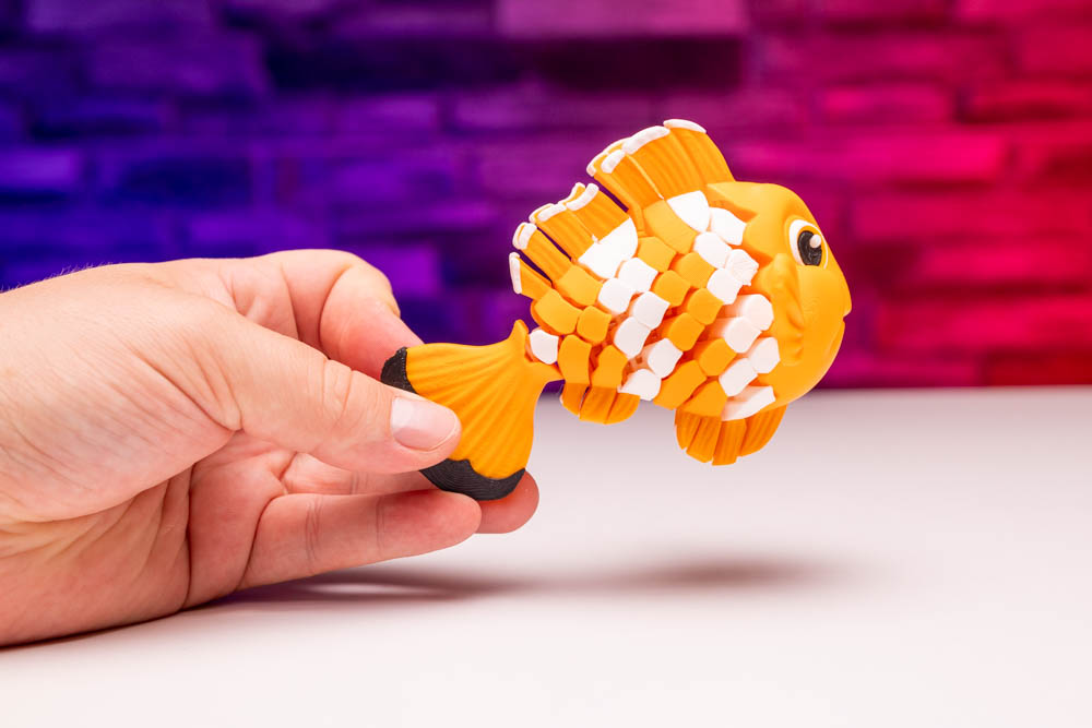 3D Printed Fish Articulated Nemo Orange