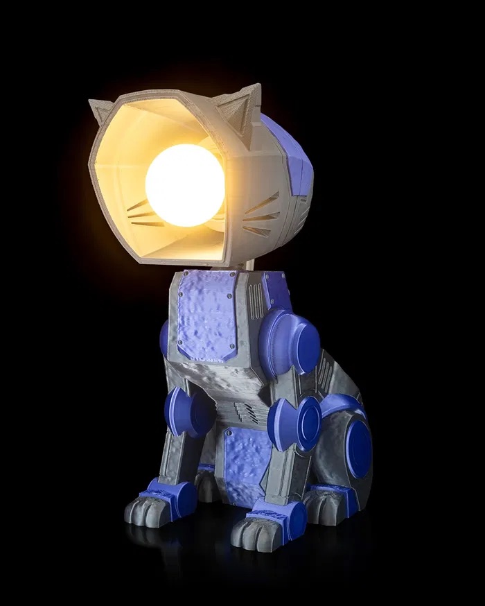 3D Print Mecha Cat - Table Lamp STL for Download