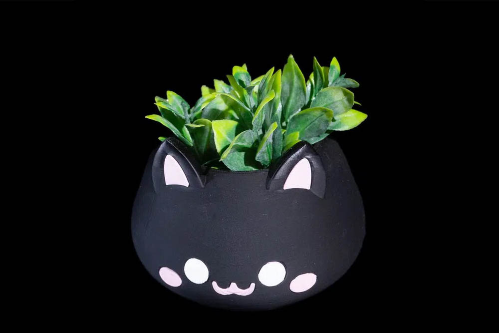 3D Printed Cute Cat Planter STL for Download