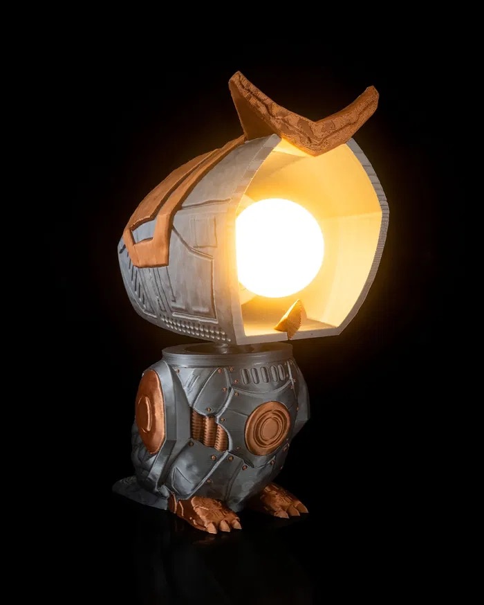 3D Print Mecha Owl - Table Lamp STL for Download