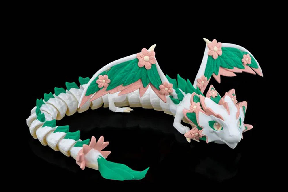 3D Printed Floral Empress Dragon with Wings STL for Download