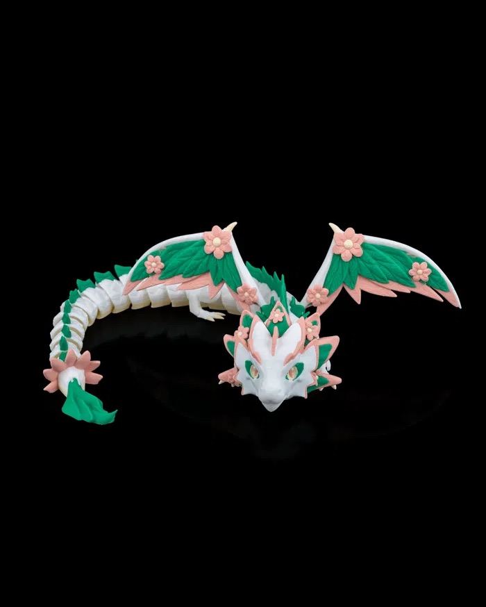 3D Printed Floral Empress Dragon with Wings STL for Download