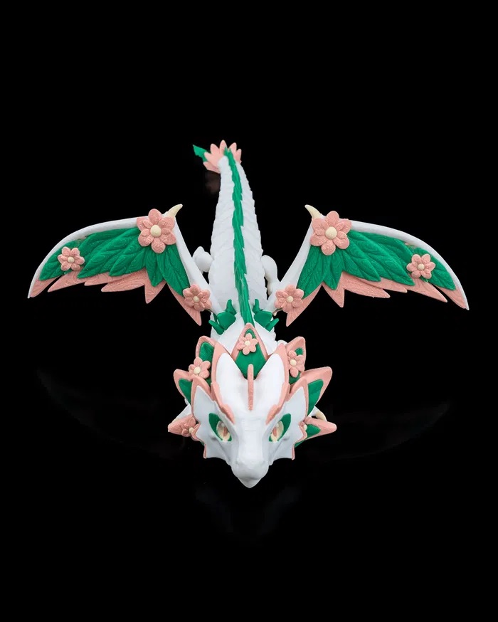 3D Printed Floral Empress Dragon with Wings STL for Download