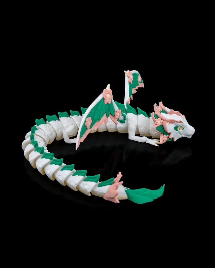 3D Printed Floral Empress Dragon with Wings STL for Download