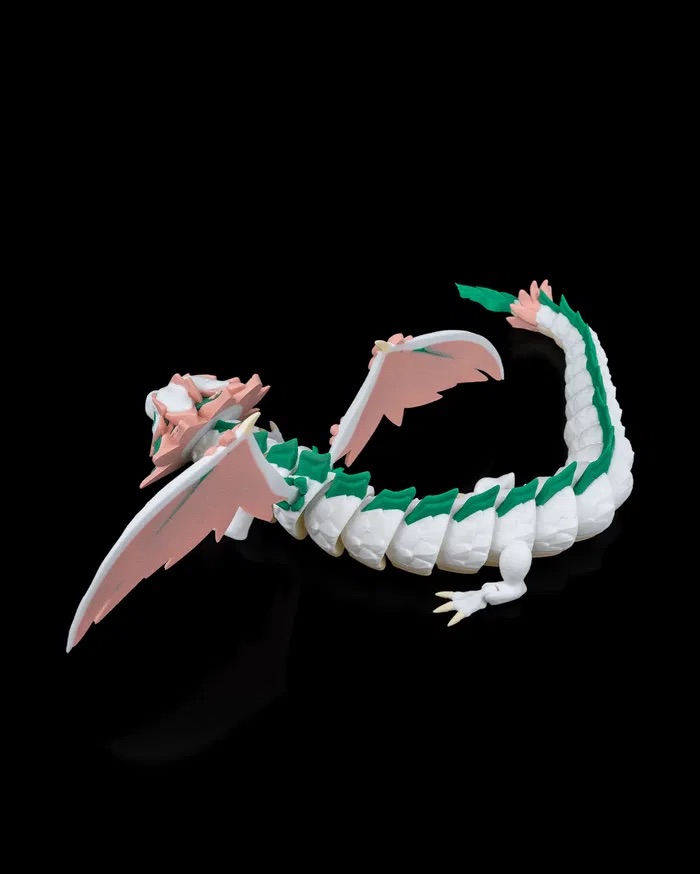 3D Printed Floral Empress Dragon with Wings STL for Download