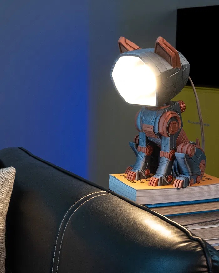 3D Printed Mecha Dog Table Lamp STL for Download